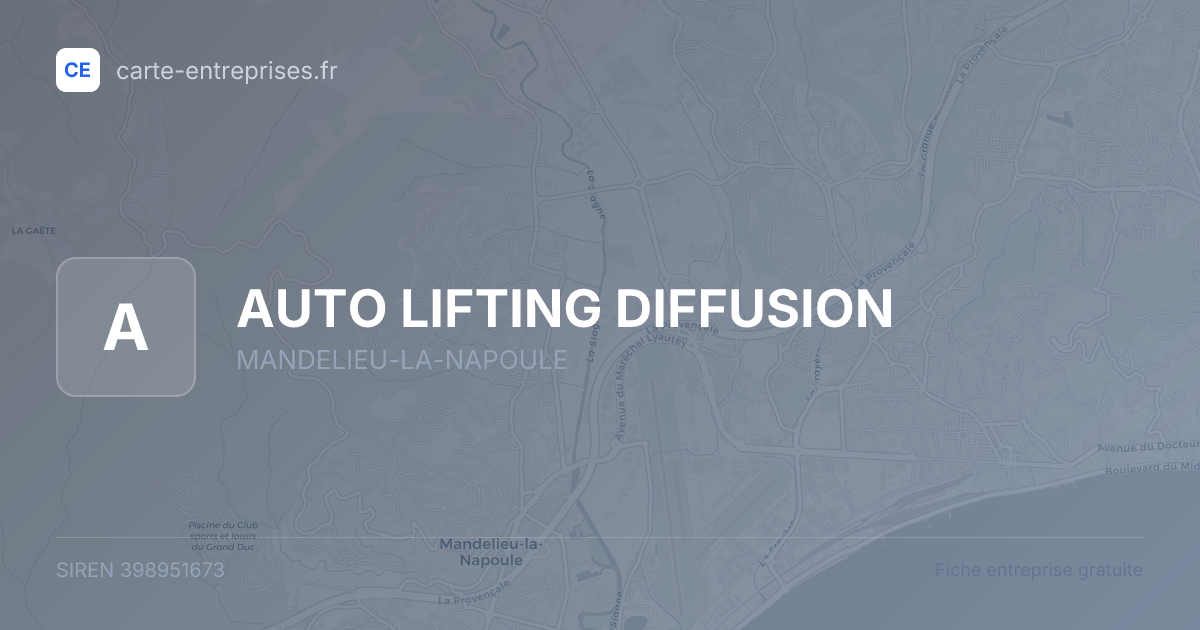AUTO LIFTING DIFFUSION — 398951673 — fiche entreprise