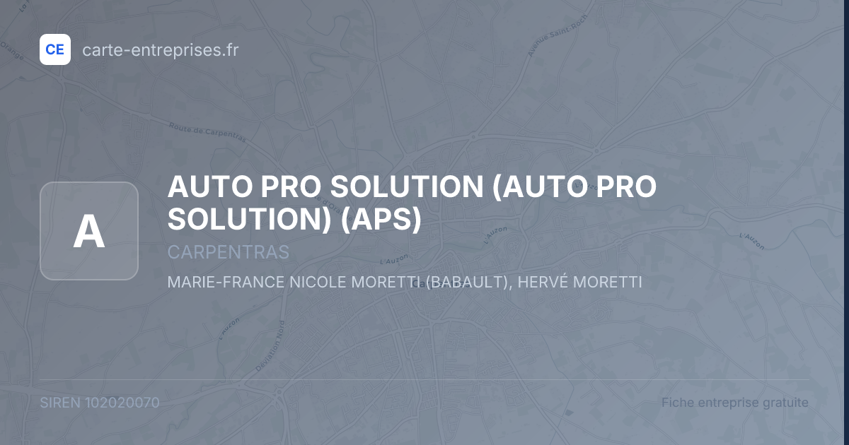 AUTO PRO SOLUTION (AUTO PRO SOLUTION) (APS) — 102020070 — fiche entreprise