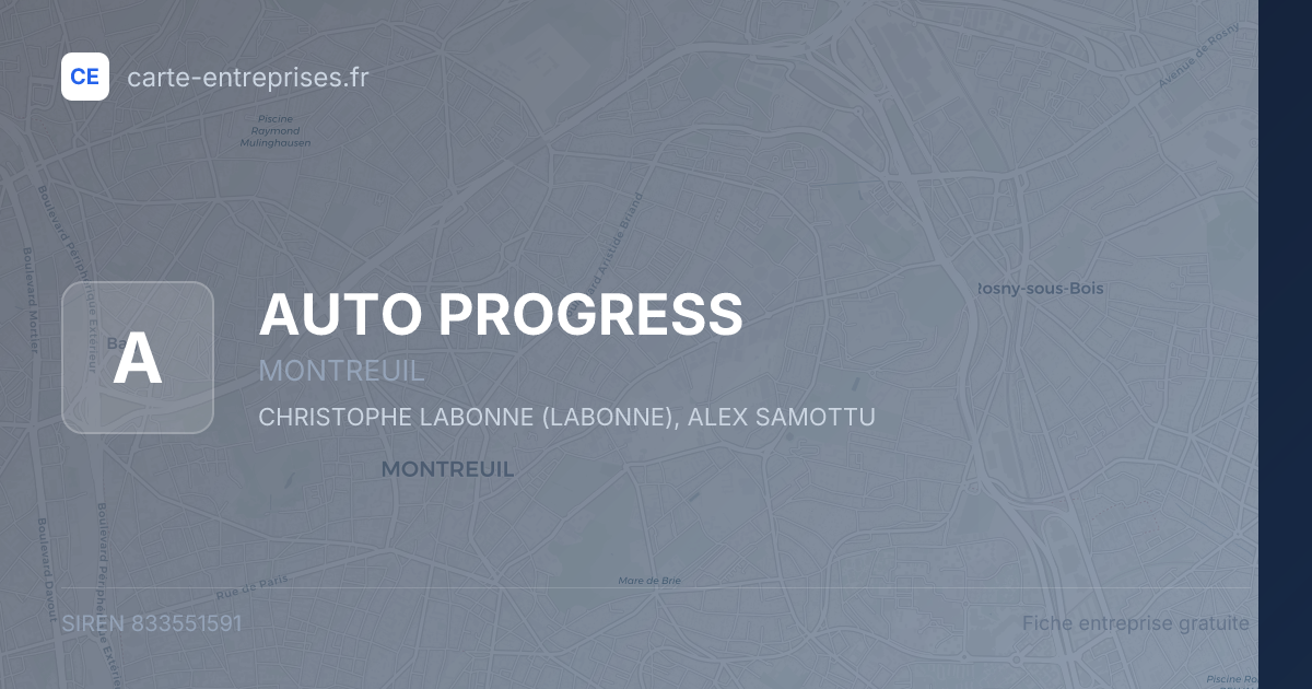 AUTO PROGRESS — 833551591 — fiche entreprise