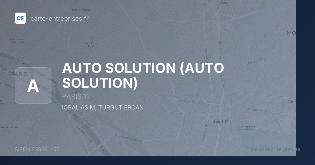 AUTO SOLUTION — 838391456 — fiche entreprise