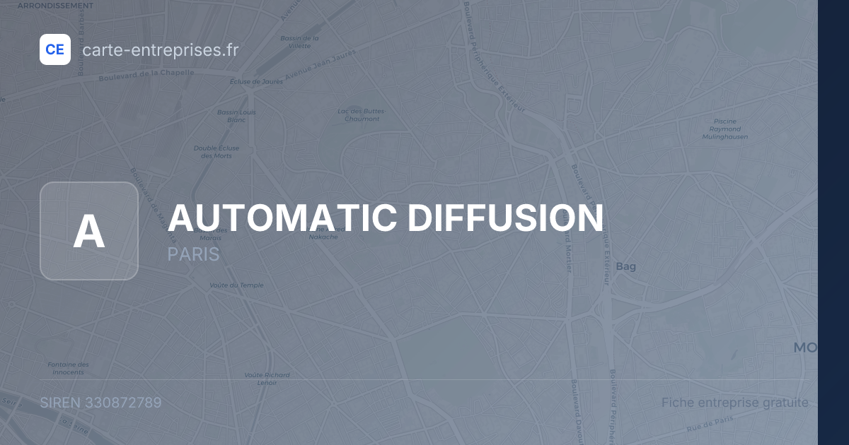 AUTOMATIC DIFFUSION — 330872789 — fiche entreprise