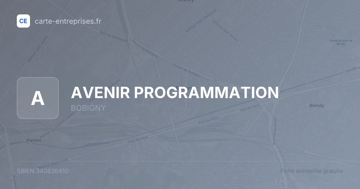 AVENIR PROGRAMMATION — 340836410 — fiche entreprise