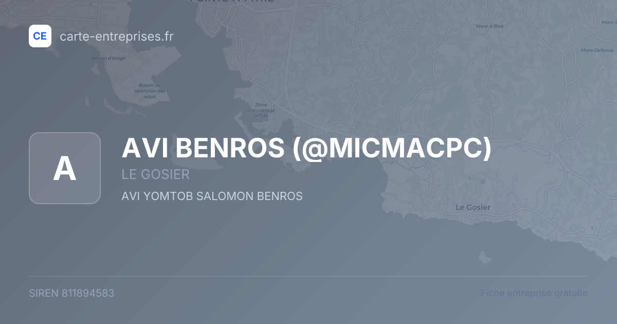 AVI BENROS (@MICMACPC) — 811894583 — fiche entreprise