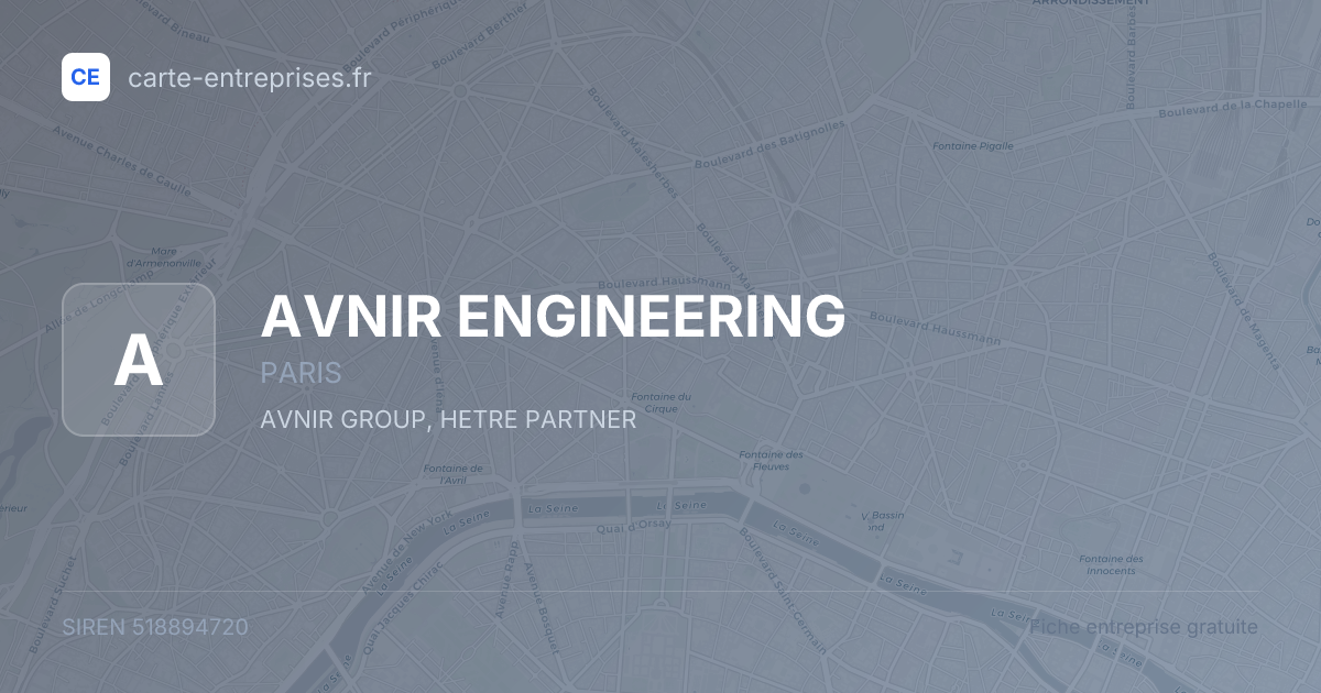 AVNIR ENGINEERING — 518894720 — fiche entreprise