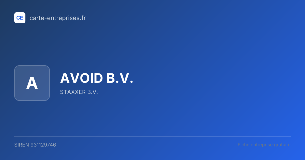 AVOID B.V. — 931129746 — fiche entreprise