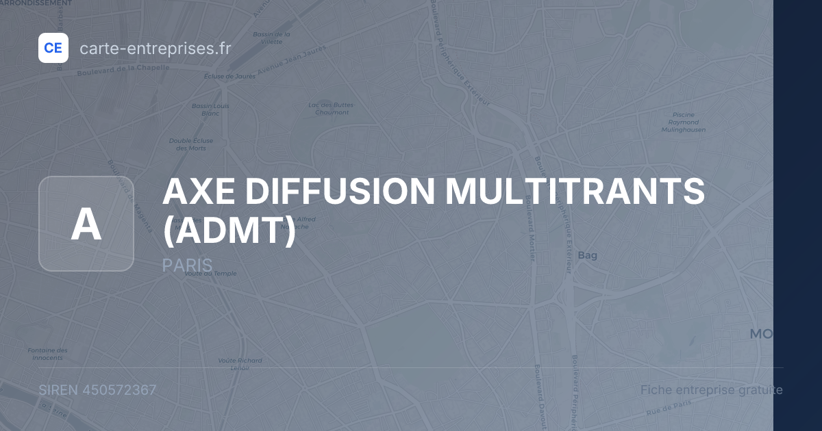 AXE DIFFUSION MULTITRANTS (ADMT) — 450572367 — fiche entreprise
