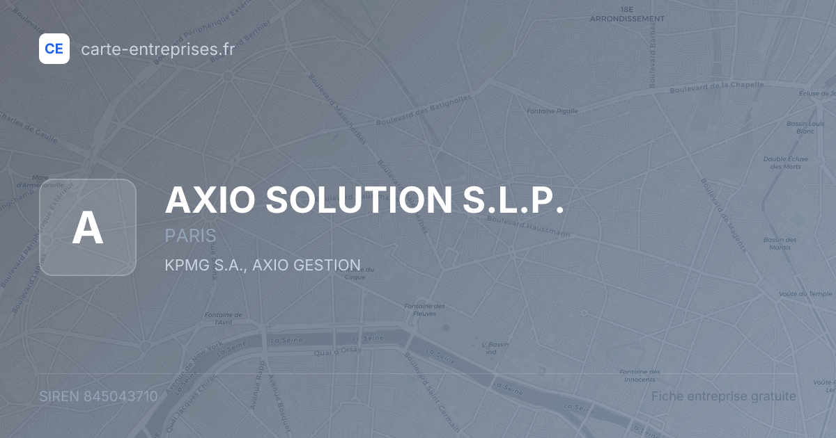 AXIO SOLUTION S.L.P. — 845043710 — fiche entreprise