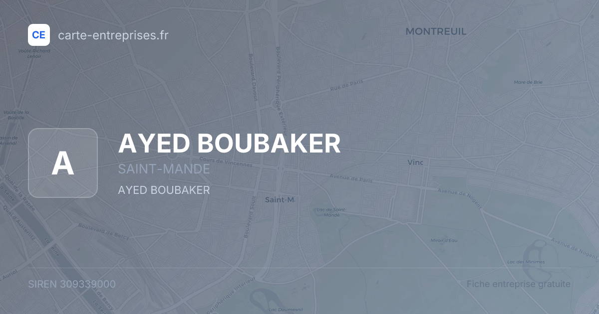 AYED BOUBAKER — 309339000 — fiche entreprise