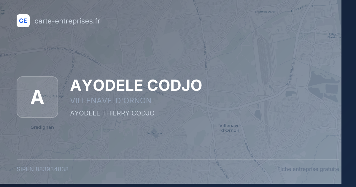 AYODELE CODJO — 883934838 — fiche entreprise