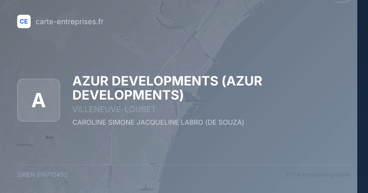 AZUR DEVELOPMENTS — 519715452 — fiche entreprise