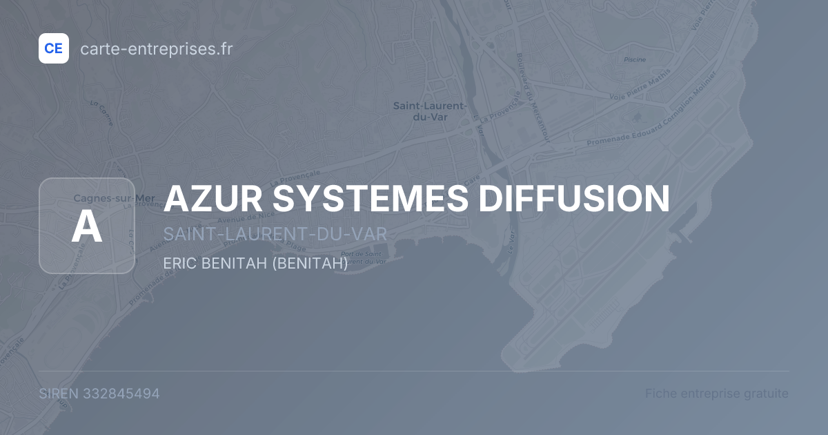 AZUR SYSTEMES DIFFUSION — 332845494 — fiche entreprise