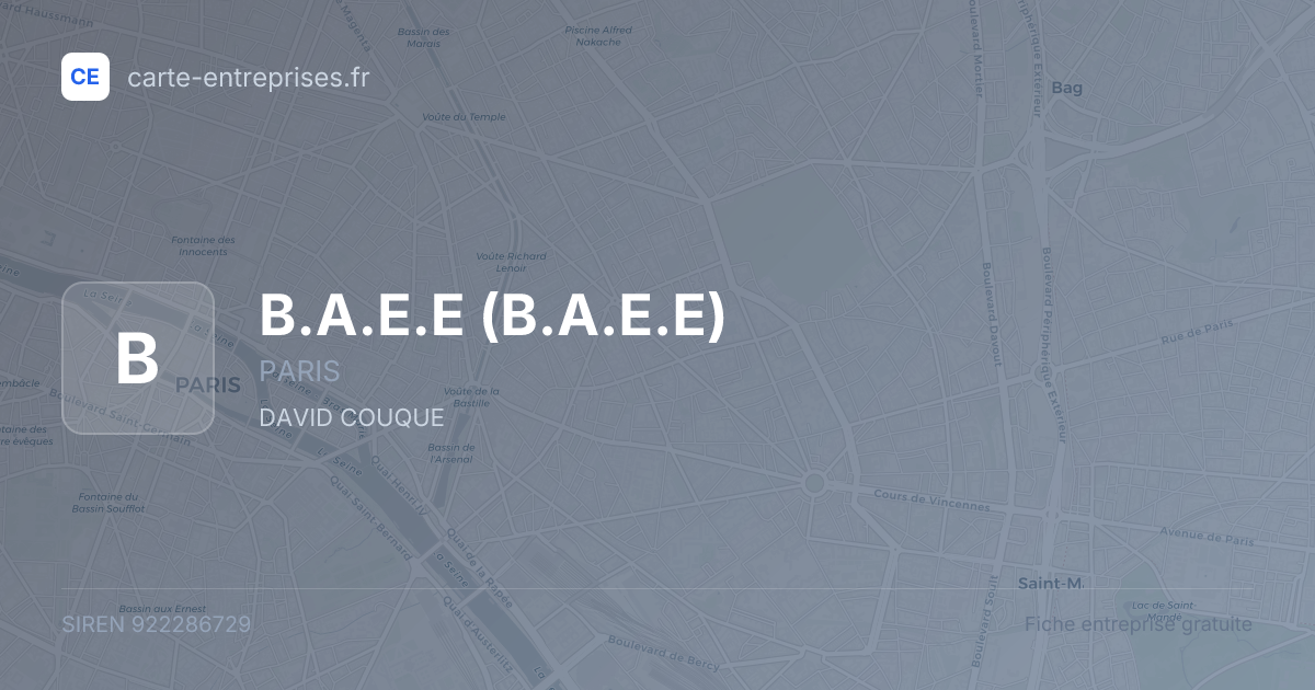 B.A.E.E — 922286729 — fiche entreprise