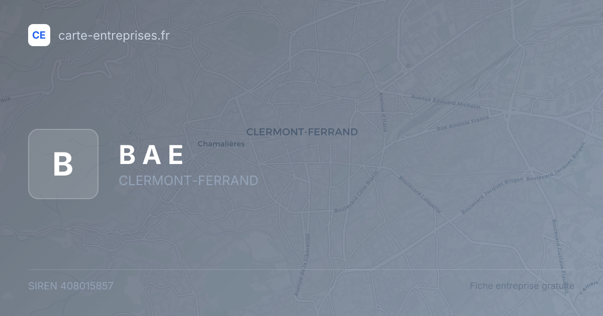 B A E — 408015857 — fiche entreprise