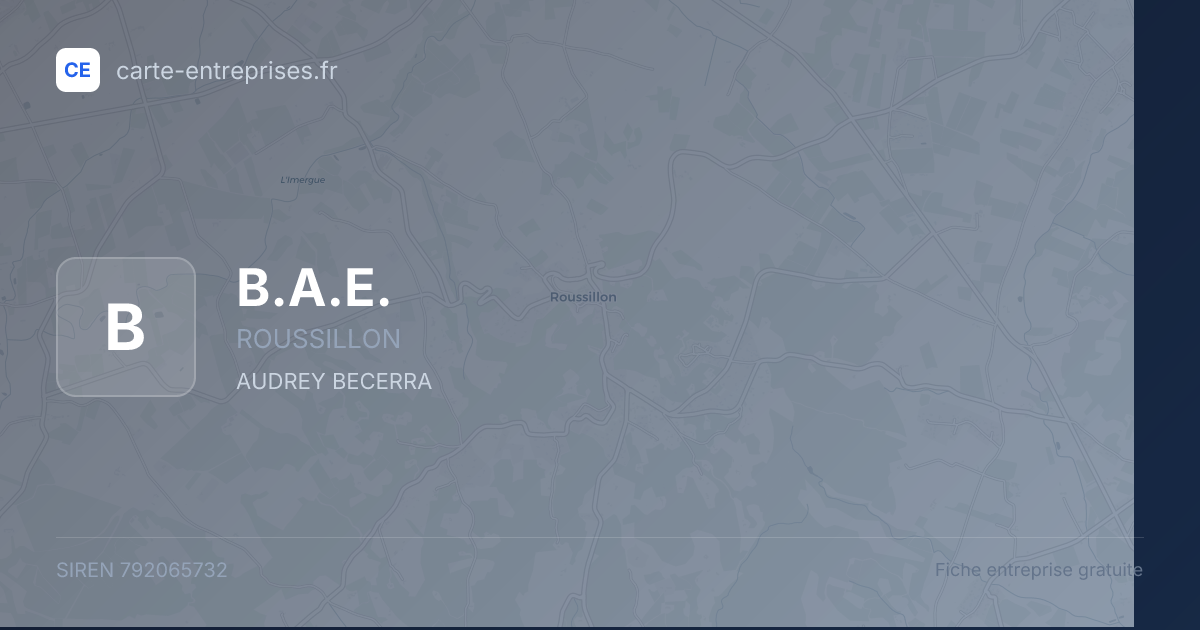 B.A.E. — 792065732 — fiche entreprise