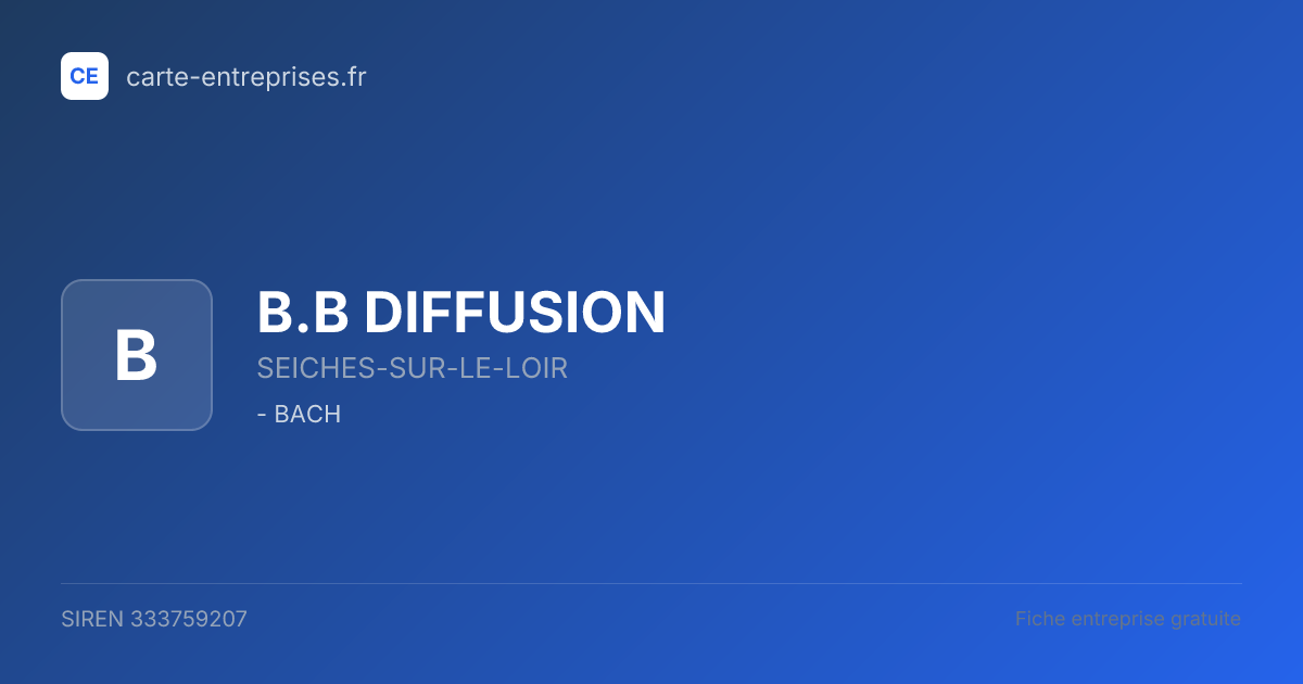B.B DIFFUSION — 333759207 — fiche entreprise