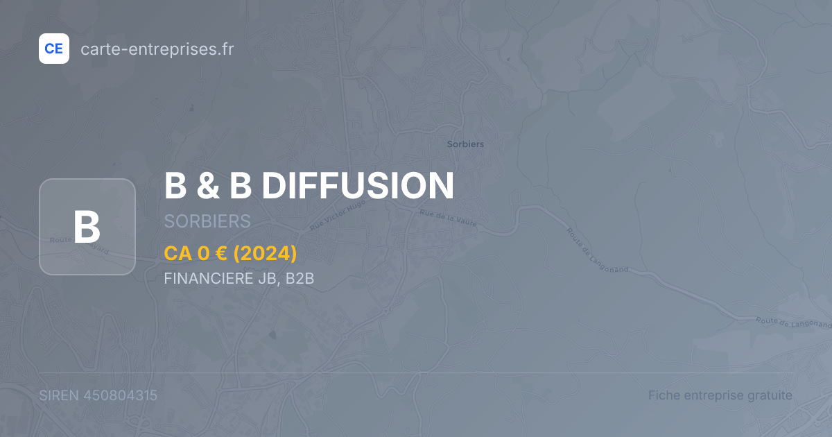 B & B DIFFUSION — 450804315 — fiche entreprise
