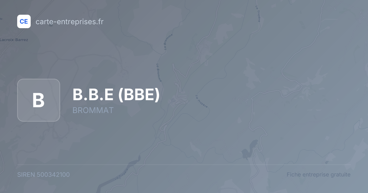 B.B.E (BBE) — 500342100 — fiche entreprise