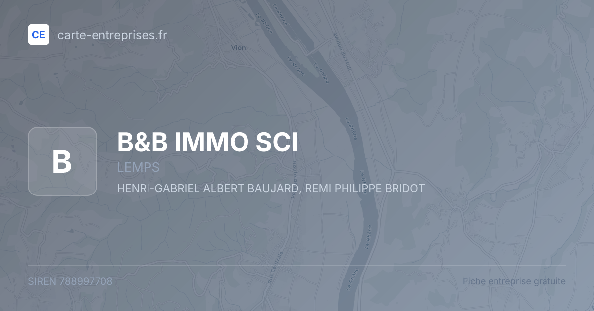 B&B IMMO SCI — 788997708 — fiche entreprise