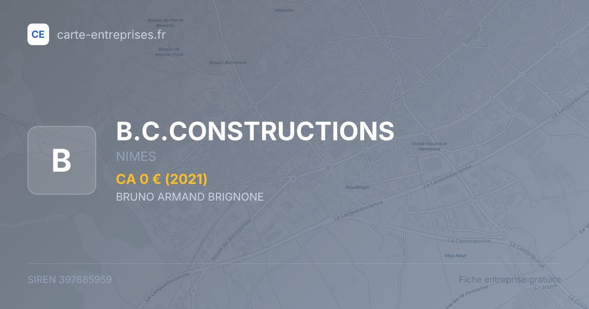 B.C.CONSTRUCTIONS — 397685959 — fiche entreprise