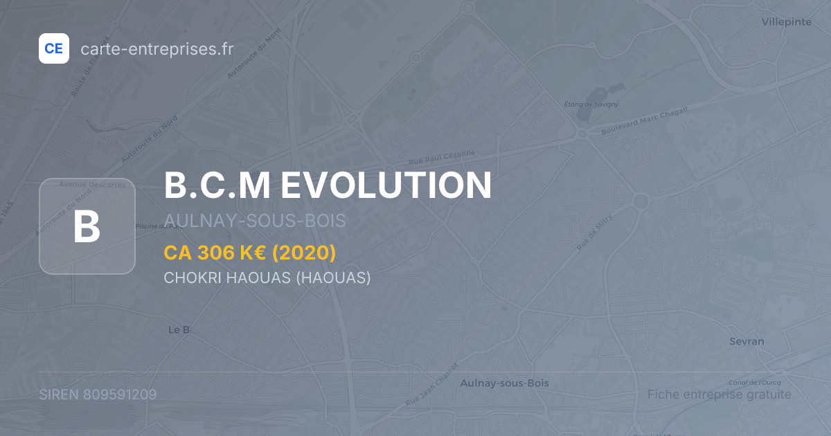 B.C.M EVOLUTION — 809591209 — fiche entreprise