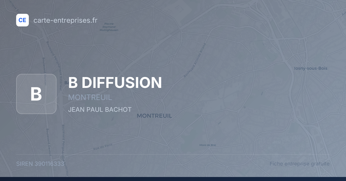 B DIFFUSION — 390116333 — fiche entreprise