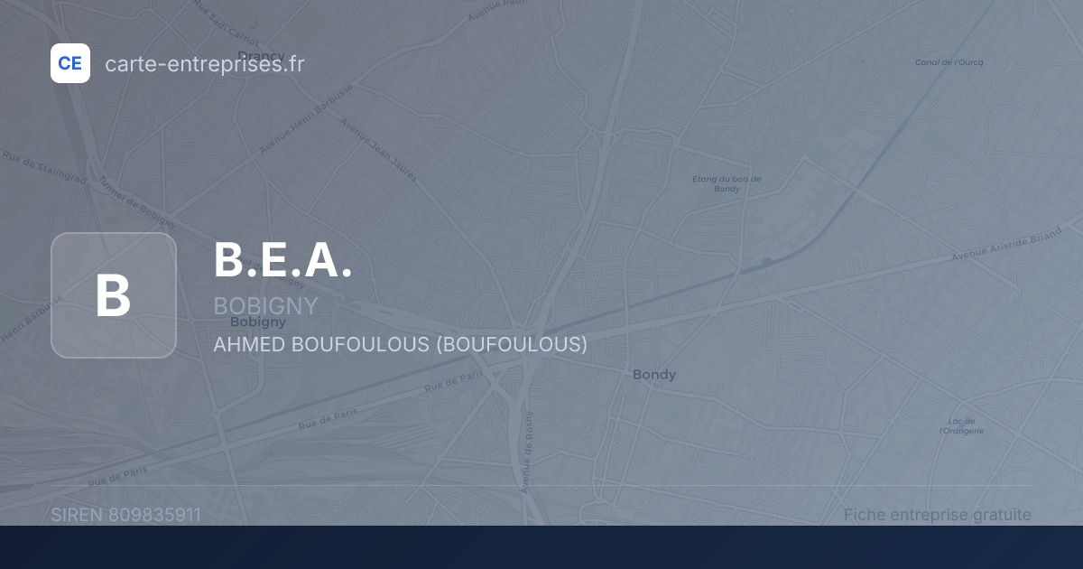 B.E.A. — 809835911 — fiche entreprise