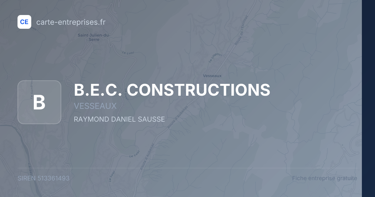 B.E.C. CONSTRUCTIONS — 513361493 — fiche entreprise