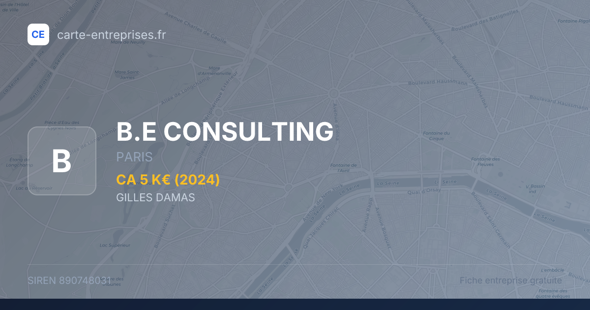 B.E CONSULTING — 890748031 — fiche entreprise