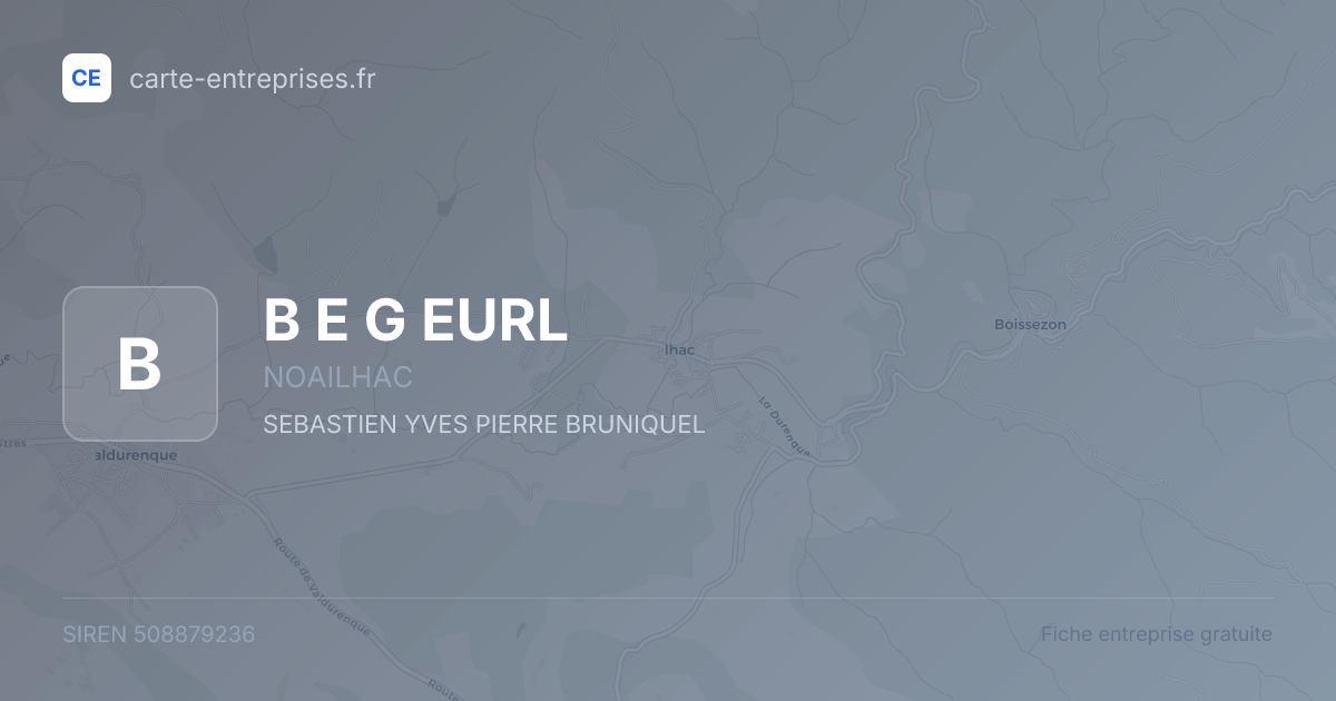 B E G EURL — 508879236 — fiche entreprise