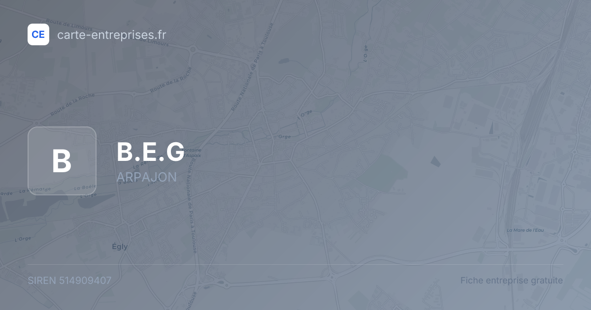 B.E.G — 514909407 — fiche entreprise