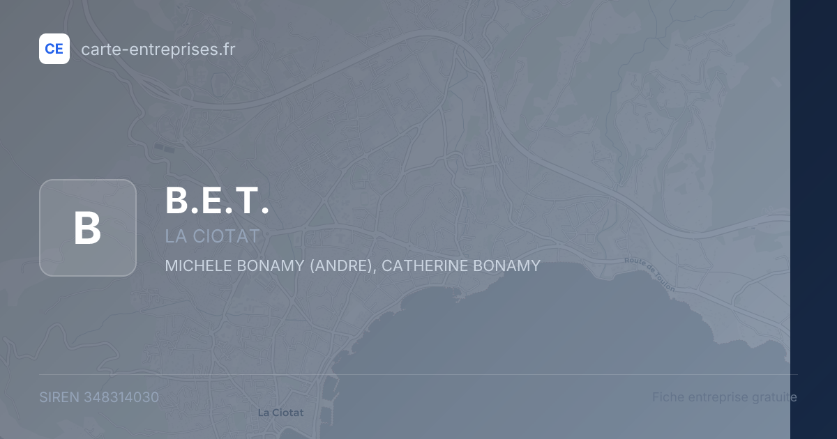 B.E.T. — 348314030 — fiche entreprise