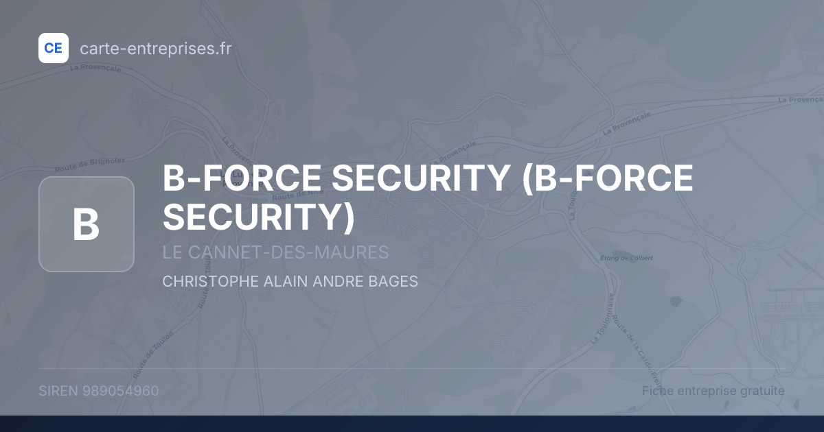 B-FORCE SECURITY — 989054960 — fiche entreprise