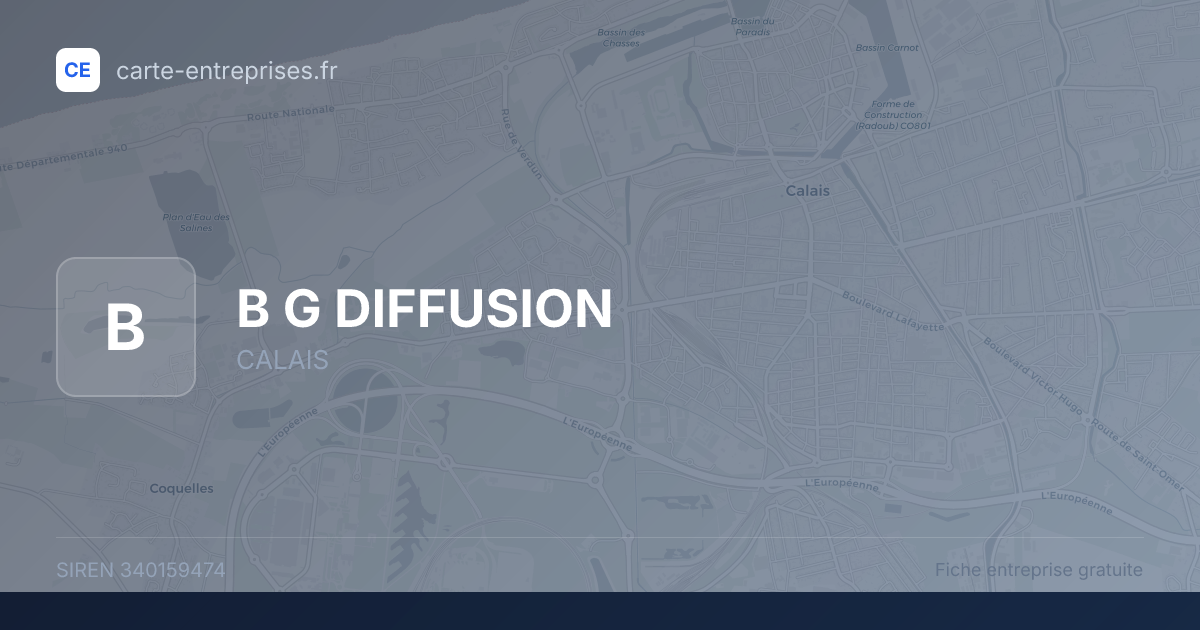 B G DIFFUSION — 340159474 — fiche entreprise