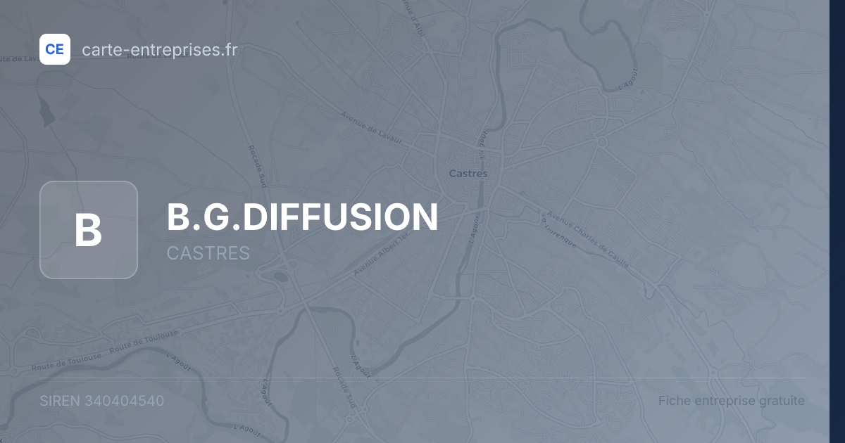 B.G.DIFFUSION — 340404540 — fiche entreprise