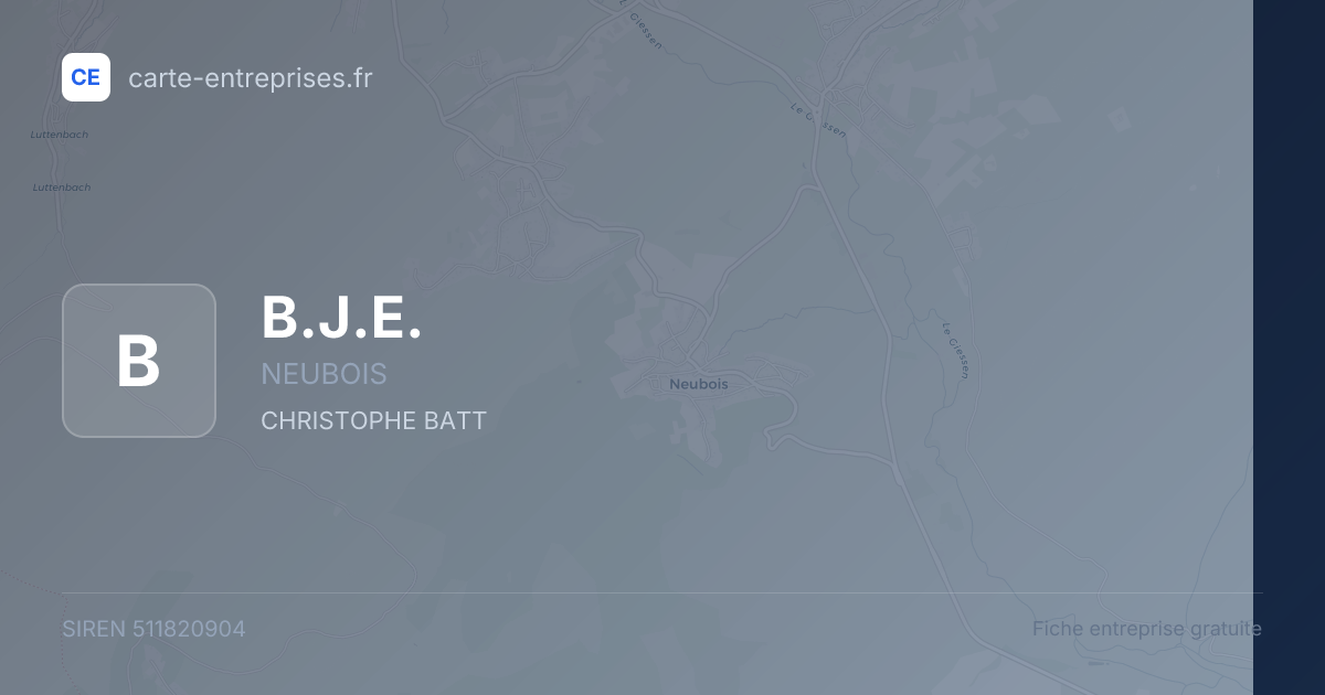 B.J.E. — 511820904 — fiche entreprise