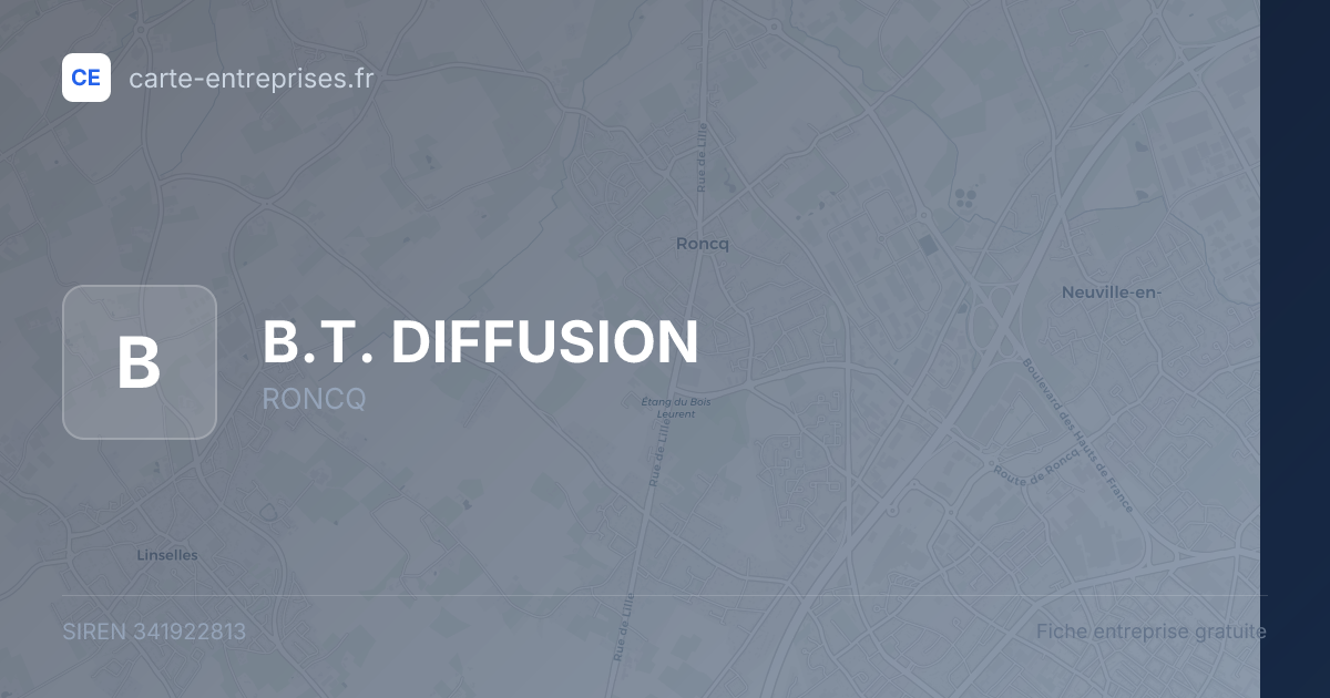 B.T. DIFFUSION — 341922813 — fiche entreprise