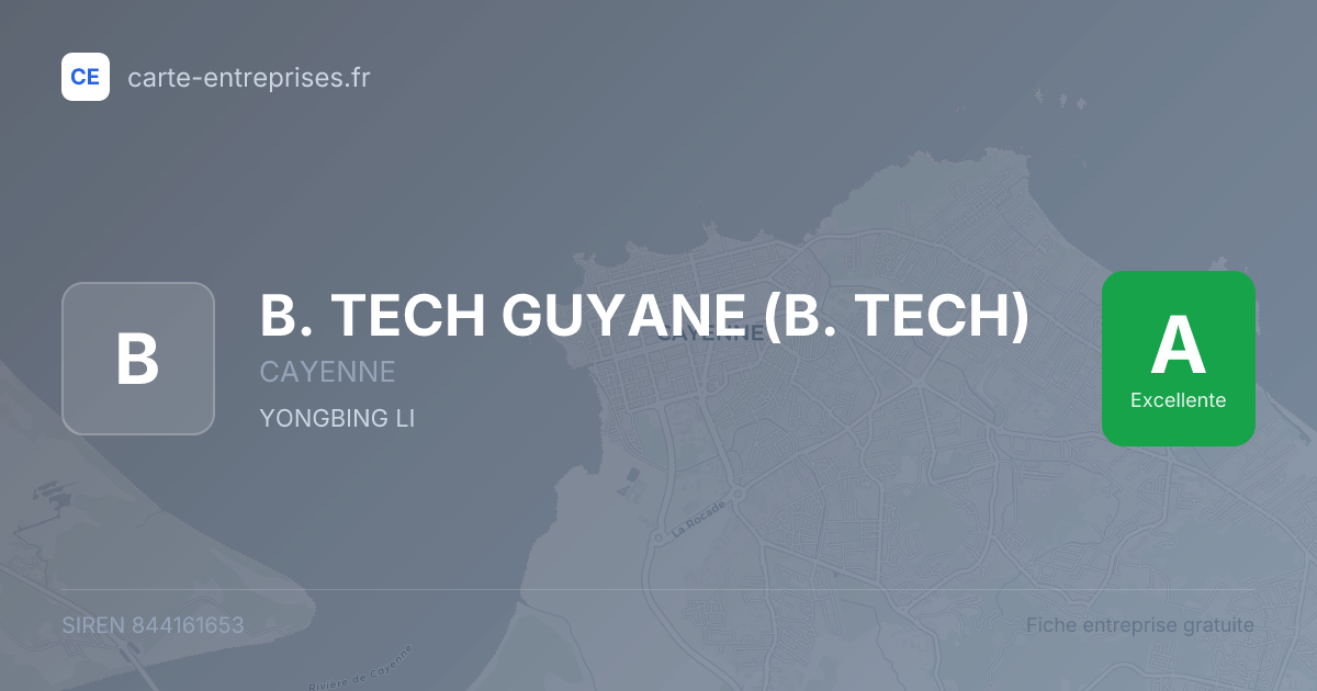 B. TECH GUYANE (B. TECH) — 844161653 — fiche entreprise