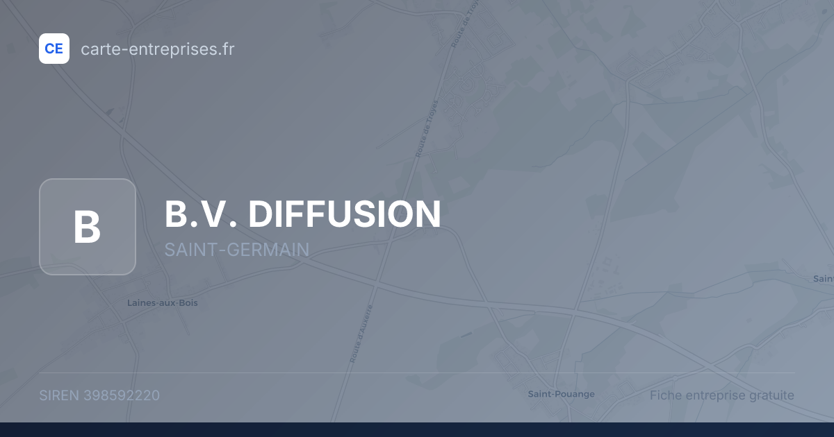 B.V. DIFFUSION — 398592220 — fiche entreprise