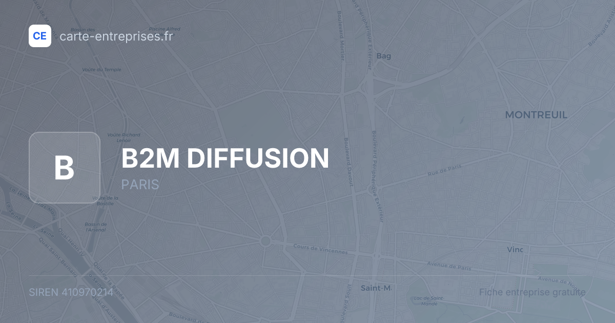 B2M DIFFUSION — 410970214 — fiche entreprise