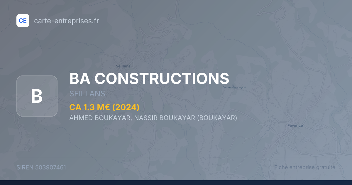BA CONSTRUCTIONS — 503907461 — fiche entreprise