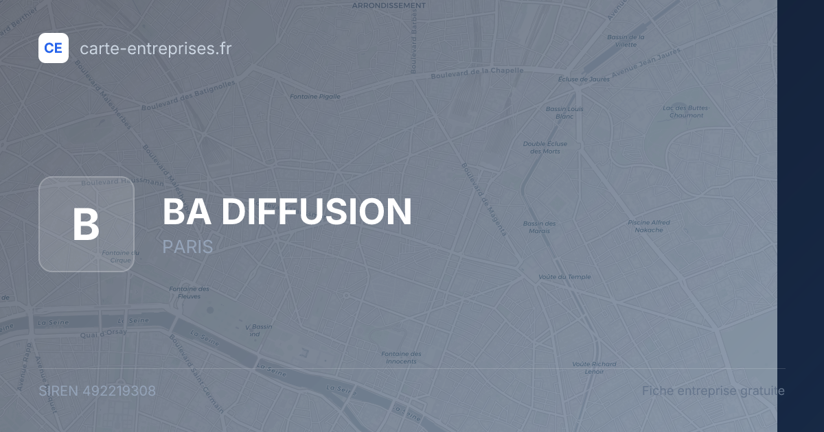 BA DIFFUSION — 492219308 — fiche entreprise