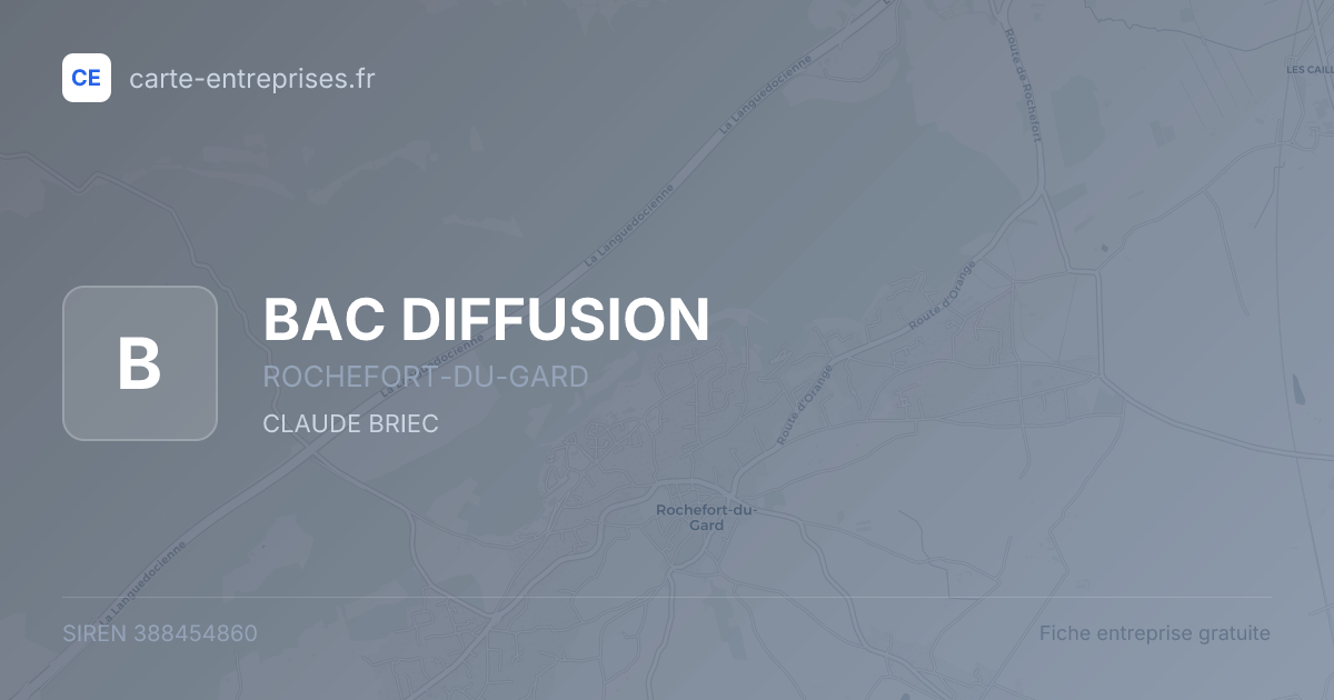 BAC DIFFUSION — 388454860 — fiche entreprise