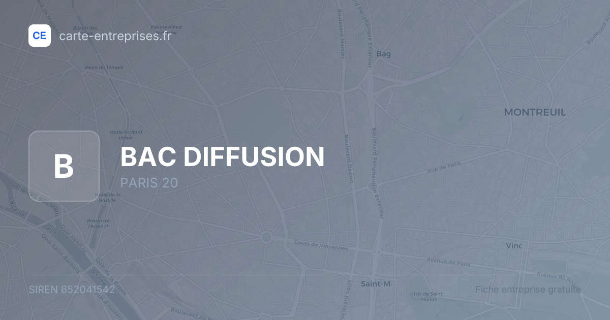 BAC DIFFUSION — 652041542 — fiche entreprise