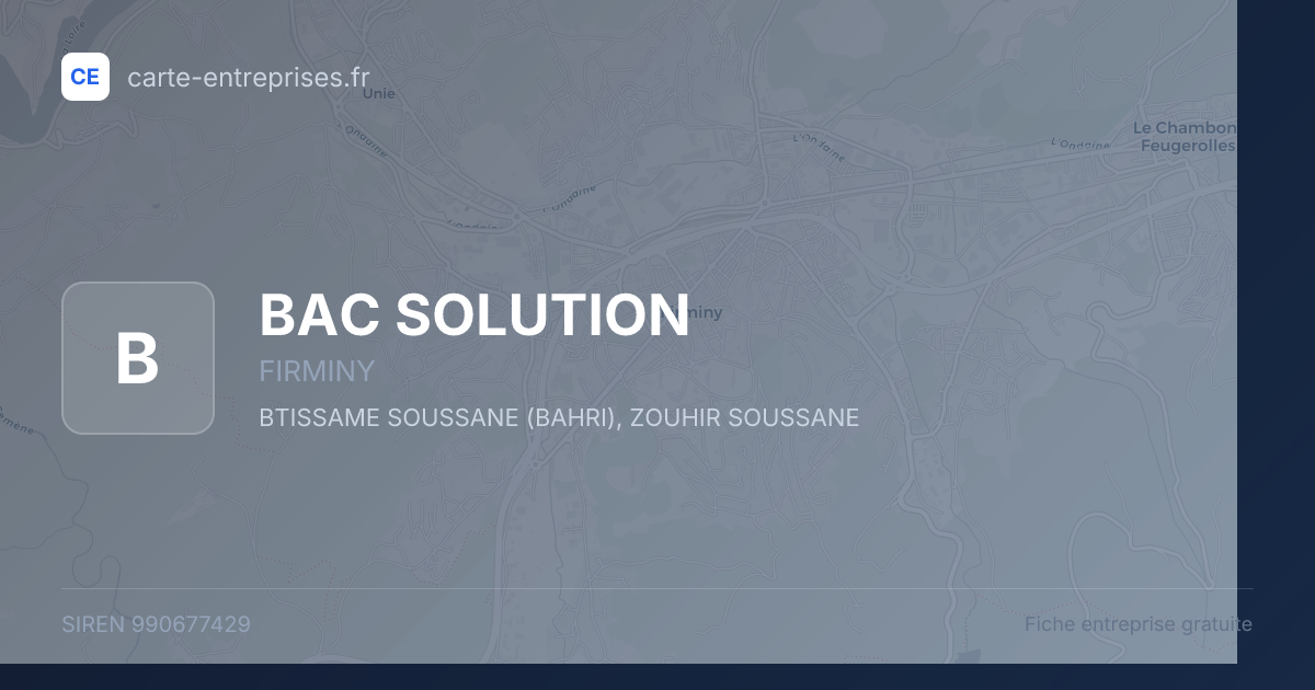 BAC SOLUTION — 990677429 — fiche entreprise
