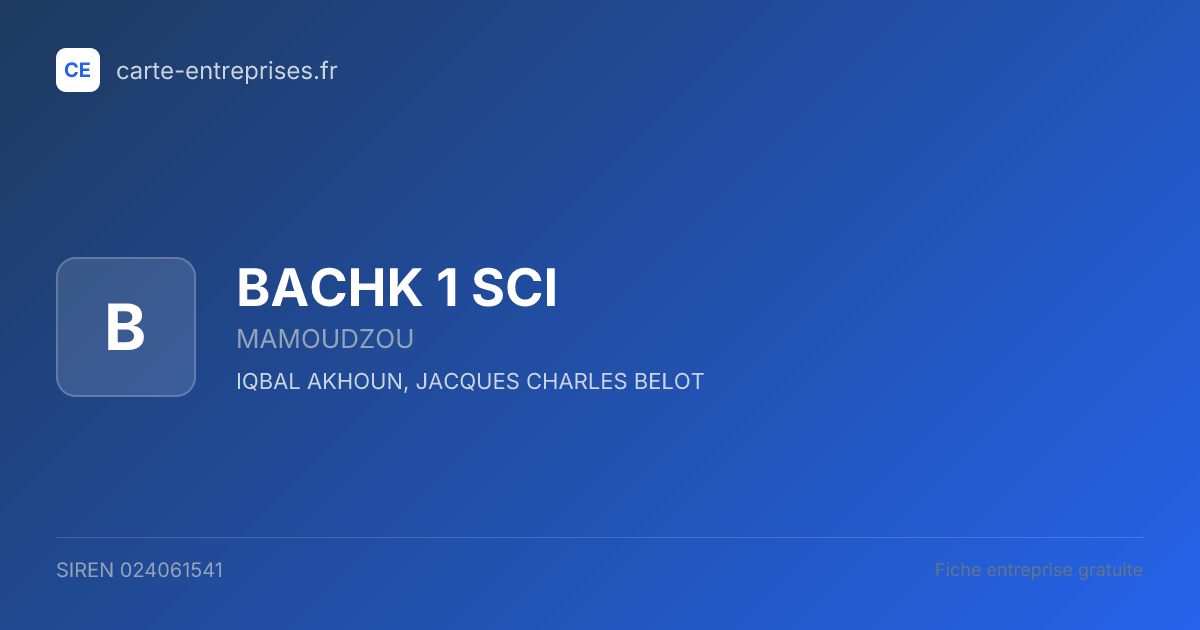 BACHK 1 SCI — 024061541 — fiche entreprise