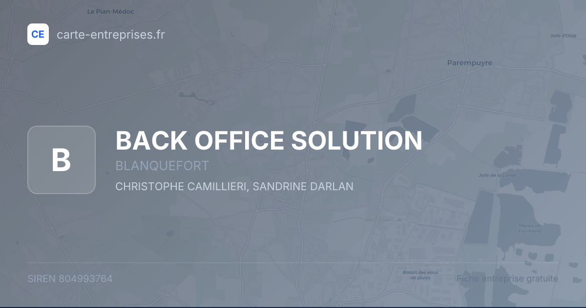 BACK OFFICE SOLUTION — 804993764 — fiche entreprise