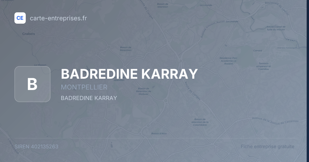 BADREDINE KARRAY — 402135263 — fiche entreprise
