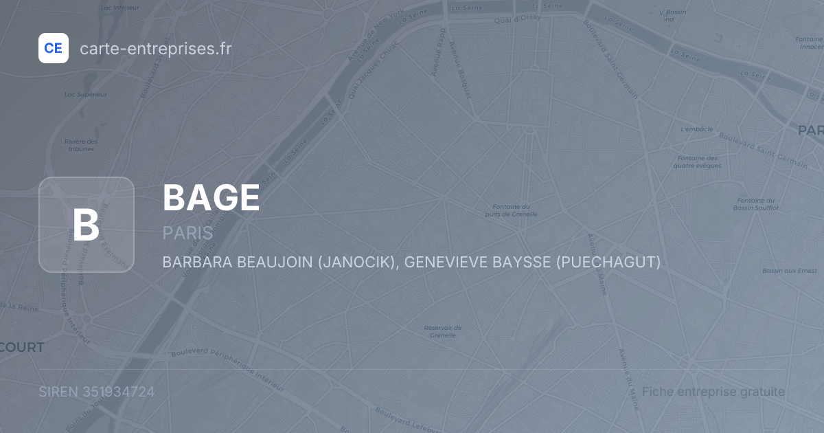 BAGE — 351934724 — fiche entreprise