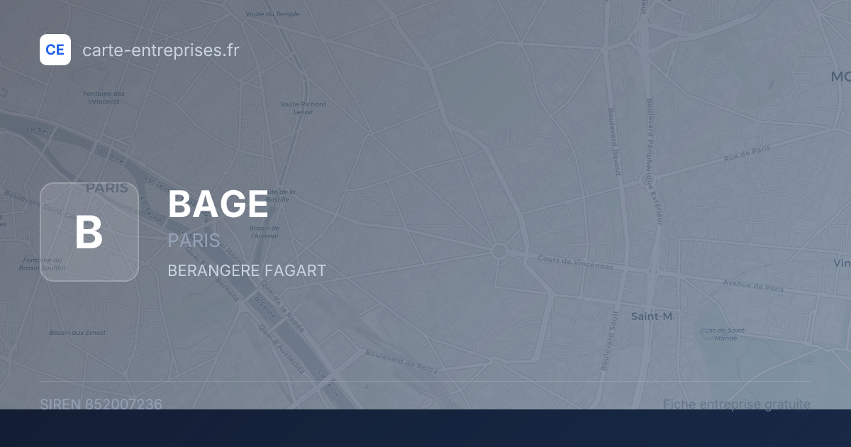BAGE — 852007236 — fiche entreprise