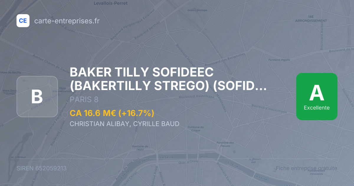 BAKER TILLY SOFIDEEC (BAKERTILLY STREGO) (SOFIDEEC) — 652059213 — fiche entreprise
